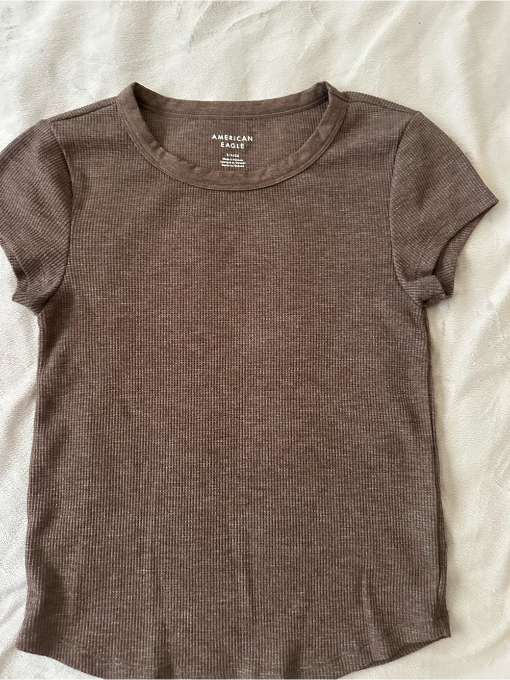American Eagle Outfitters Brown Ribbed Crew Neck Short Sleeve Tee